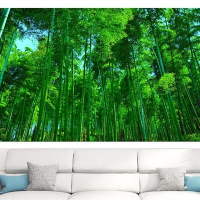 竹林 竹子 翠竹 森林 客厅装饰画卧室宿舍墙壁贴画绿色护眼风景画