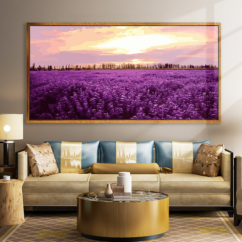 diy数字油彩画填色手工制作解压客厅风景画画手绘填充油画装饰画