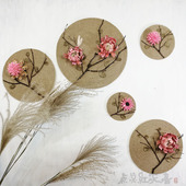 花好月圆粉色系麻绳手工装 饰画东南亚家居壁饰挂件干花玄关墙饰