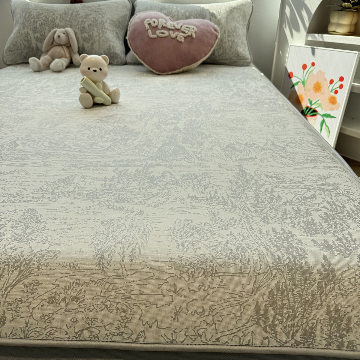 A类法式高端夏季冰丝凉席夏天2024新款可机水洗床笠款席子三件套,床上用品,冰丝席,淘宝优惠券,粉丝福利购,淘宝优惠卷