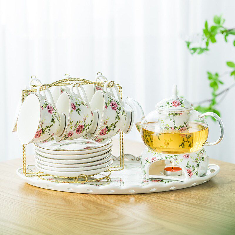 整套陶瓷花茶杯养生壶小清新泡花茶玻璃壶套装耐热下午茶杯具套装