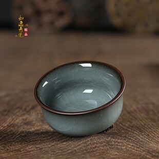 龙泉青瓷王文铁骨单杯哥窑铁胎主人杯陶瓷冰裂品茗杯功夫茶具茶杯