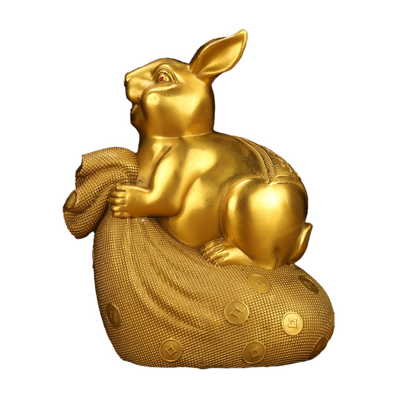 2023年摆件钱袋兔生肖客厅卧室电视机柜装饰品工艺品礼品