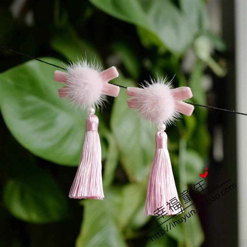 儿童头饰好品质貂毛流苏新年款发夹儿童汉服唐装配饰边夹发卡头饰,童装/婴儿装/亲子装,发饰,淘宝优惠券,粉丝福利购,淘宝优惠卷