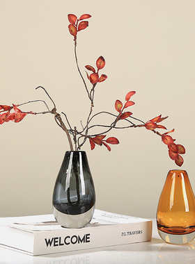 简约细致小口迷你彩色琉璃花瓶透明玻璃茶几餐桌家居装饰摆件