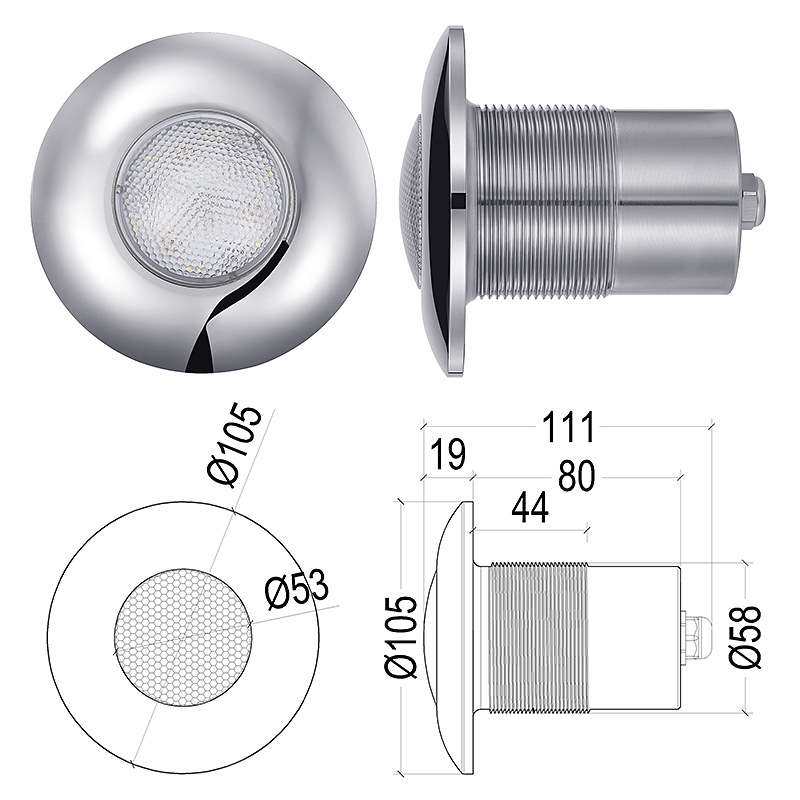 亚克力玻璃纤维泳池灯12V七彩105MM开孔PC蜂窝棱镜水下灯水底灯,家装灯饰光源,地埋灯,淘宝优惠券,粉丝福利购,淘宝优惠卷