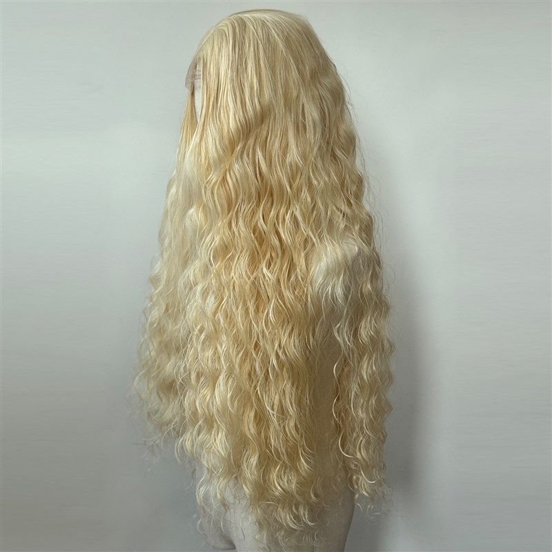 金色前蕾丝化纤大蕾丝高温丝假发中分金黄色欧美长卷发整顶假发套,美发护发/假发,日常整顶假发,淘宝优惠券,粉丝福利购,淘宝优惠卷