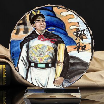 郑和下西洋周边纪念品水晶摆件工艺品书桌摆设航海爱好者收藏品