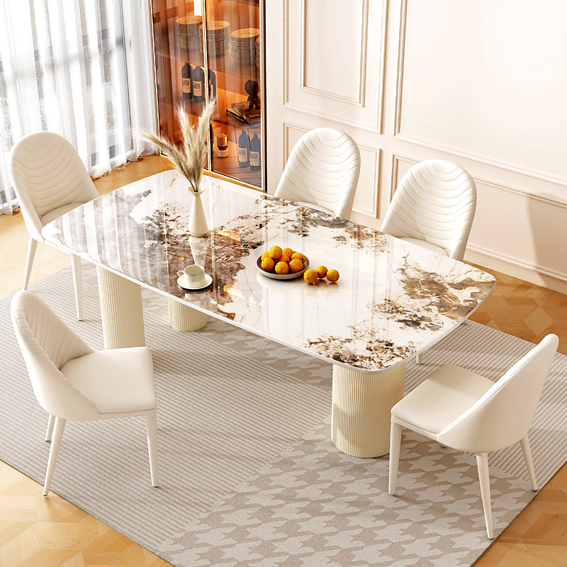 柏丝纳极简岩板餐桌轻奢奶油风大小户型客厅家用椭圆形餐桌椅组合,住宅家具,岩板餐桌,淘宝优惠券,粉丝福利购,淘宝优惠卷