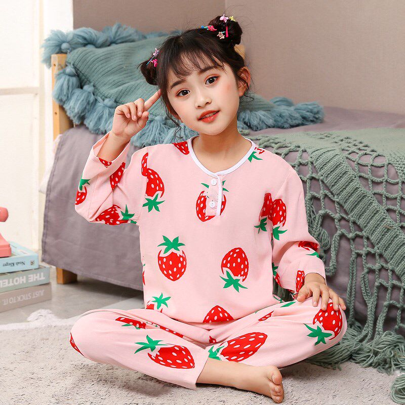 棉绸睡衣儿童夏季宝宝男童女童长袖家居服夏天女孩子薄款绵绸套装