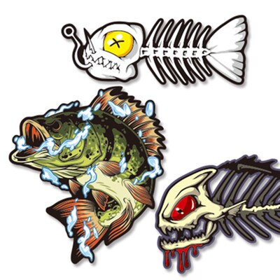 汉魂贴纸适用于鲈鱼路亚垂钓钓鱼钓箱贴纸定制反光防水贴纸 5362