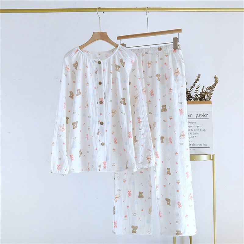 新款女睡衣纯棉薄款甜美家居服套装长袖宽松全棉双层纱布春夏薄款,女士内衣/男士内衣/家居服,睡衣/家居服套装,淘宝优惠券,粉丝福利购,淘宝优惠卷