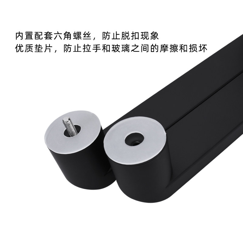 浴室淋浴房玻璃门拉手哑黑色304不锈钢方管L型移门推拉门把手扶手