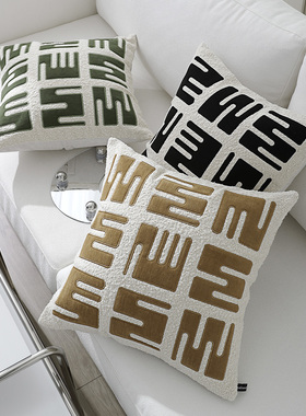 CS048雪花绒几何绣花北欧沙发抱枕客厅靠垫腰靠枕床头靠背垫抱枕