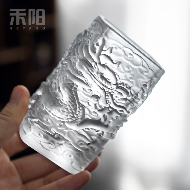 禾阳水晶玻璃龙凤主人杯个人专用家用会客琉璃品茗杯功夫茶喝茶杯