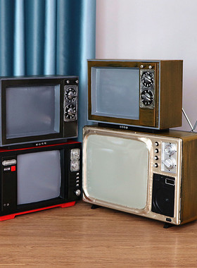 老式黑白电视机留声机收音机模型酒吧餐厅橱窗道具装饰复古怀旧摆