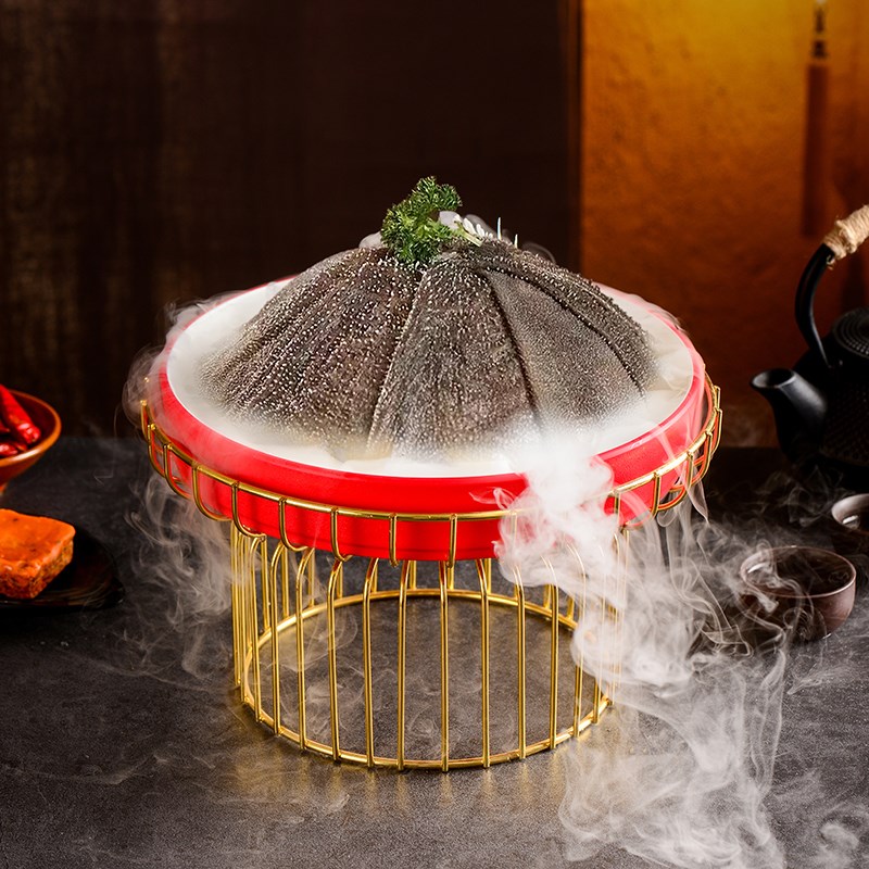 高脚金色圆形套装创意特色火锅鸭肠鹅肠专用餐具毛肚肥牛羊肉盘子