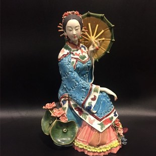 陶瓷人物 节日礼品 陶瓷工艺品-商务送礼仕女-蛙声醉人
