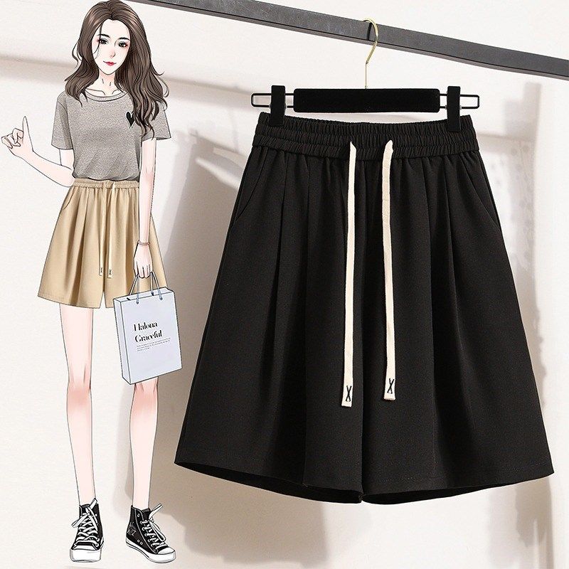 大码松紧腰西装短裤女夏季薄款胖妹妹遮肚子显瘦休闲a字阔腿裙裤,女装/女士精品,休闲裤,淘宝优惠券,粉丝福利购,淘宝优惠卷