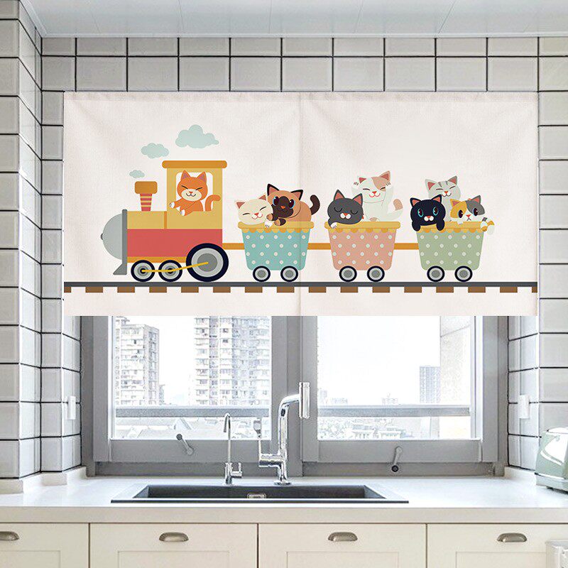 魔术贴橱柜门帘自粘衣柜柜子帘子遮挡帘装饰布帘免打孔布帘半帘