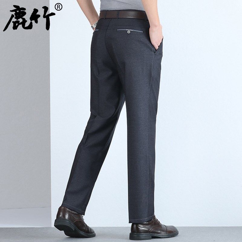 夏季爸爸装休闲裤子男中老年爷爷薄款宽松长裤中年男士免烫直筒裤