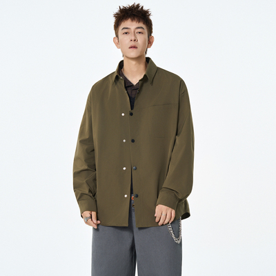 高端长袖衬衫男士外套2025新款春夏季薄款高级感纯棉休闲衬衣男款