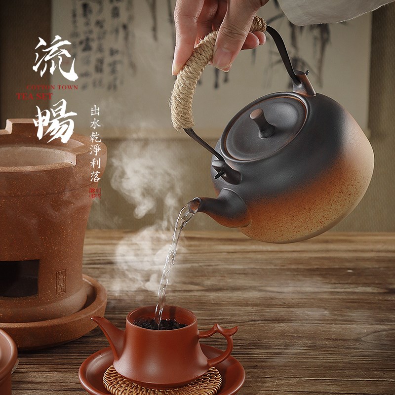 潮州一体内膛工夫红泥炭炉围炉煮茶潮汕煮茶炉户外套装复古泡茶壶