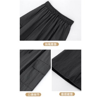 灰色工装裙女春夏秋复古显瘦中长款半身裙高腰肌理感褶皱a字长裙