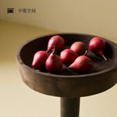 不慌 侘寂风实木原木做旧边几圆形茶几沙发旁落地小边几民宿摆件