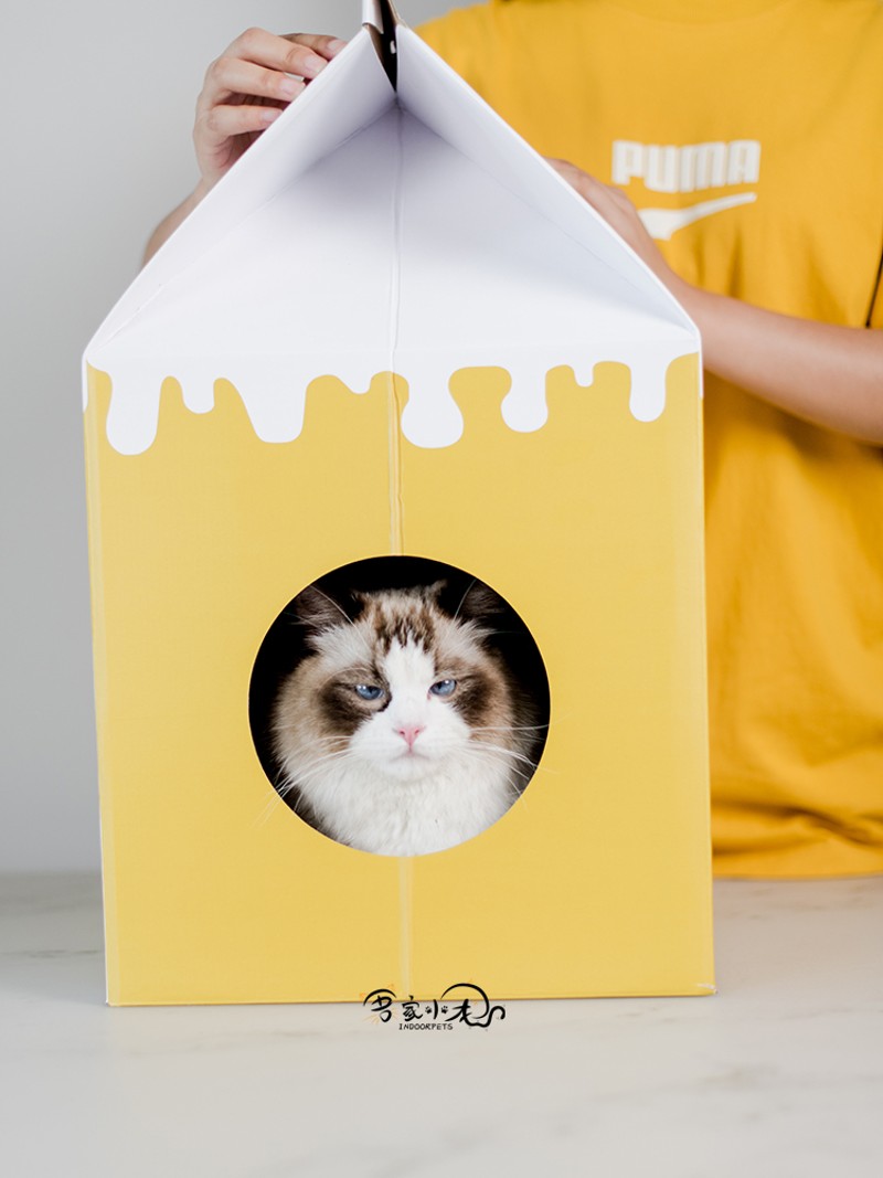 牛奶盒子猫抓板磨爪器耐磨瓦楞网红猫窝猫房子逗猫大号猫咪猫别墅