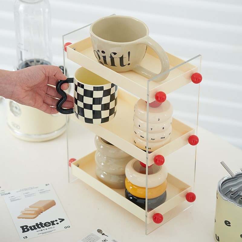 Epeiushome桌面多层置物架亚克力杯架梳妆台化妆品多功能收纳架子