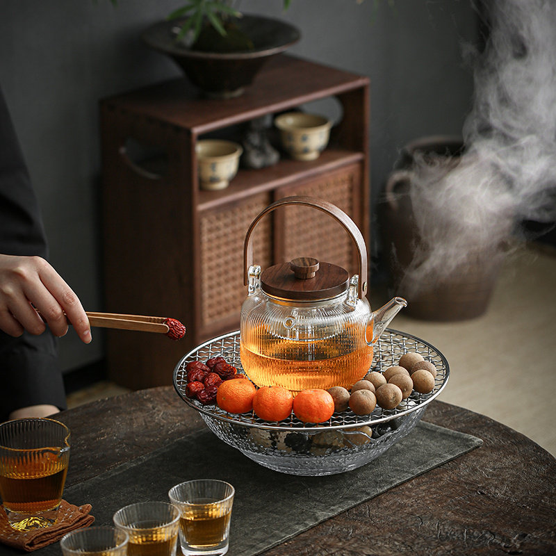 煮茶器茶壶蒸茶器玻璃围炉煮茶蒸煮两用耐热玻璃茶壶大容量电陶炉
