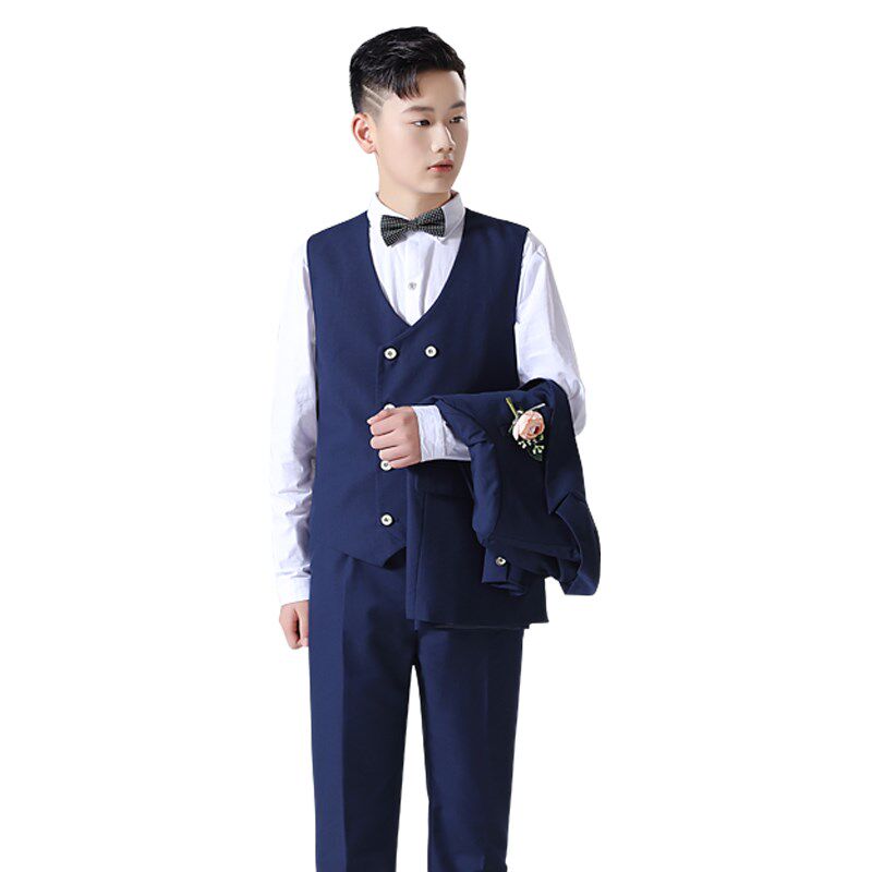 儿童胖版小西装合唱演出中学生礼服男童加肥套装主持演讲钢琴西服