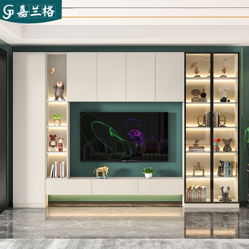 轻奢悬空电视柜一体组合墙柜客厅家用茶几电视背景墙影视柜子定制