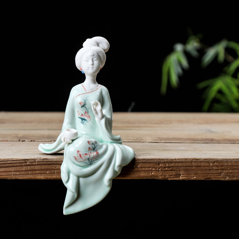 陶瓷工艺品琴棋书画侍女玄关禅意家居装饰品创意客厅书房酒柜摆件