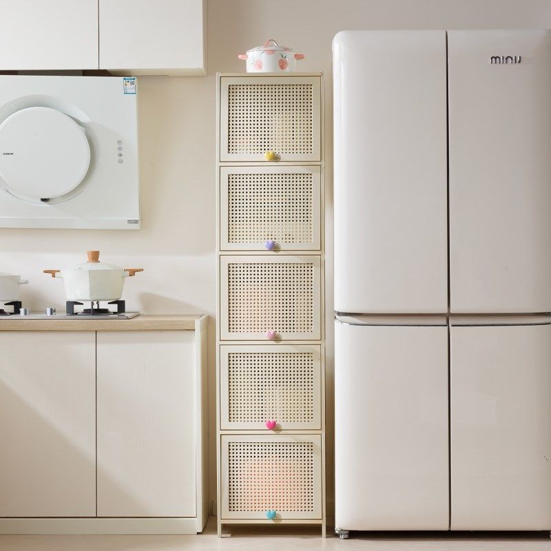 奶油风厨房置物架落地多层置物柜收纳柜夹缝窄柜家用多功能储物柜,厨房/烹饪用具,厨房置物架/置物柜/角架,淘宝优惠券,粉丝福利购,淘宝优惠卷