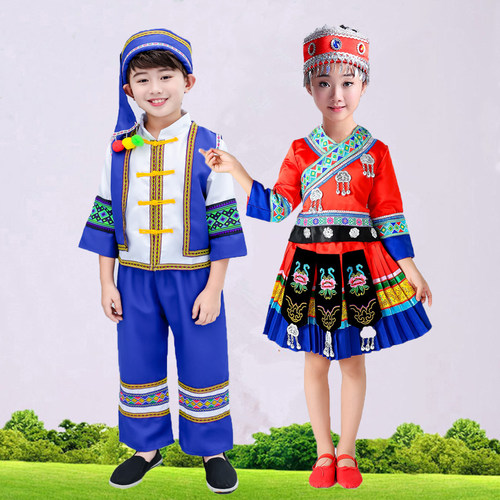 儿童民族服装拉祜族舞蹈服哈尼族表演服男女童布朗族舞台演出服装