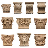 东阳木雕梁托实木雕花柱头家具门背景墙欧式 修狮子鲤鱼罗马柱头 装