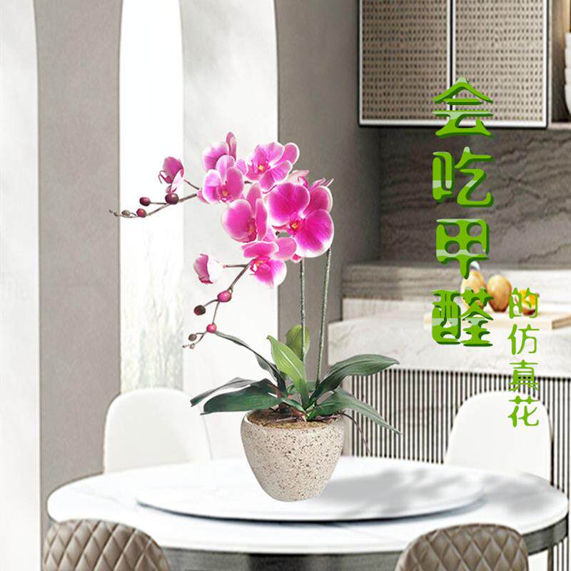 和家PU手感蝴蝶兰彷真花套装假花绢花盆栽整体花艺客厅光触媒绢花