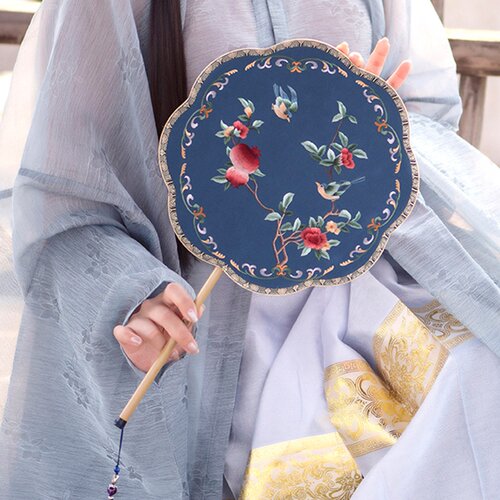 韵彩古风团扇苏绣双面绣婚礼手工结婚新娘古装刺绣汉服扇子中式