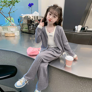 女童春装2024新款套装儿童网红洋气时髦春秋款女孩时尚休闲两件套