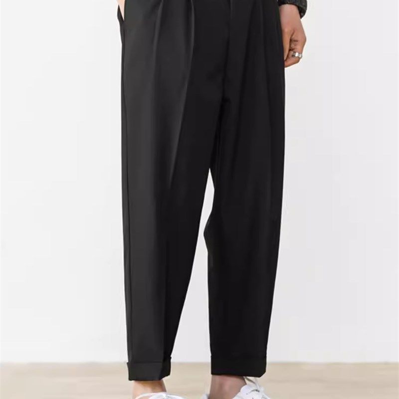 大码西装裤男春夏季胖子加肥加大宽松垂感弹力免烫百搭休闲九分裤