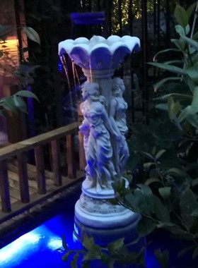 欧式小天使创意家居装饰品别墅庭院花园鱼池水景招财流水喷泉摆件