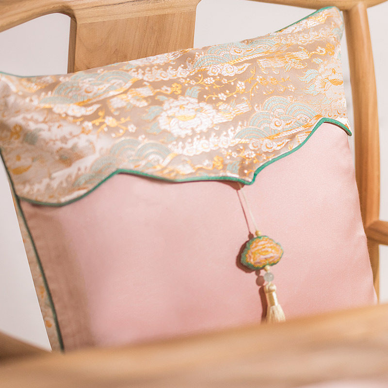中式椅子靠枕轻奢抱枕靠垫沙发新中式客厅中国风粉色结婚古风流苏,居家布艺,靠垫/抱枕,淘宝优惠券,粉丝福利购,淘宝优惠卷