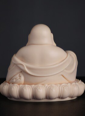 戴玉堂 陶瓷摆件《古莲座 弥勒佛》林弋新德化白瓷佛像笑佛工艺品