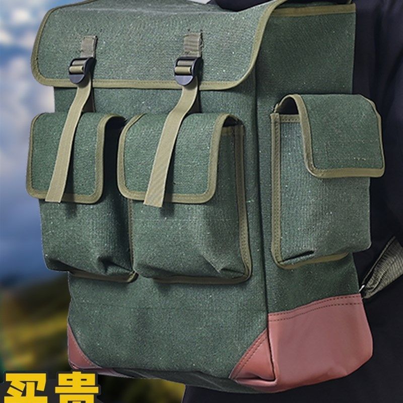 帆布双肩背包工具包男多功能结实耐用加厚耐磨大容量工地木工建筑