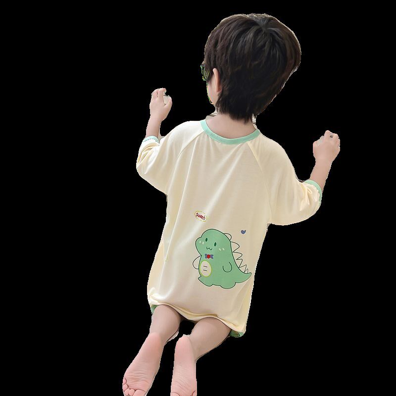 男童连体睡衣夏季薄款卡通儿童家居服中小女童宝宝空调家居服睡裙