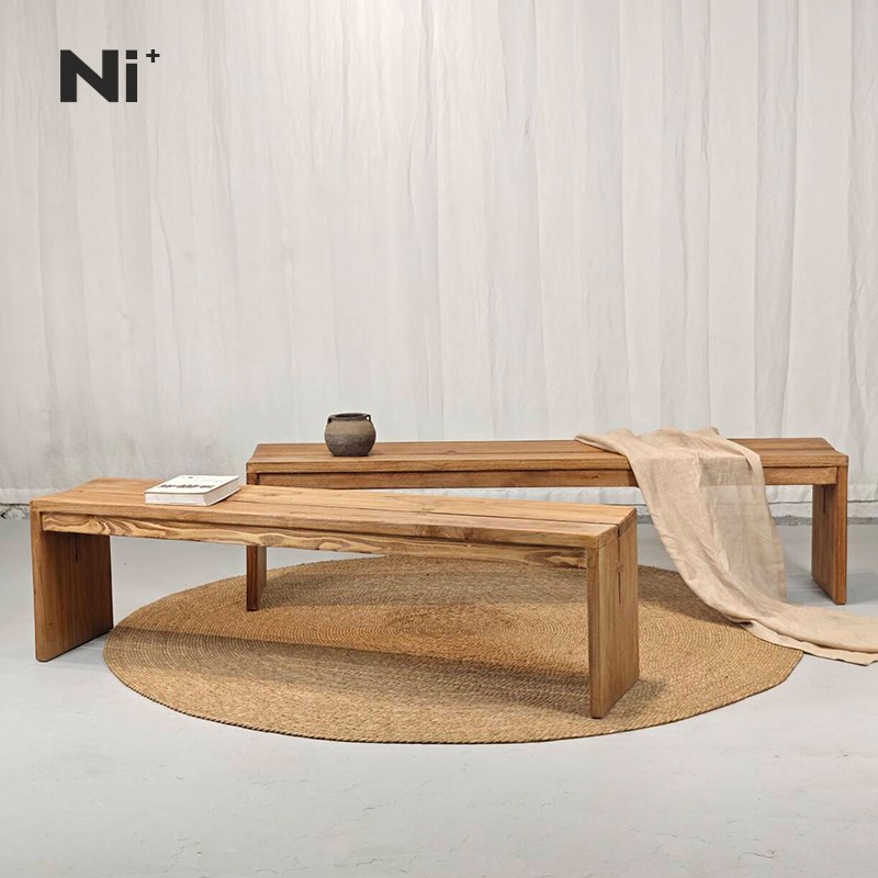 Ni+尼家全实木长凳侘寂风餐椅家用凳子客厅设计师网红原木长条凳