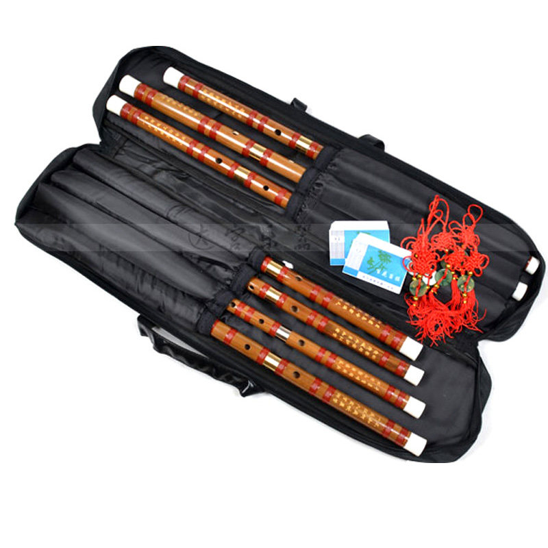 山野江南七支装7调竹笛 苦竹二节扎线仿牛骨学习套笛送笛包笛子膜