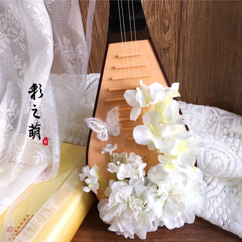 汉服宫廷琵琶 飘带唯美蝴蝶花朵琵琶舞蹈道具lolita茶会走秀摄影,乐器/吉他/钢琴/配件,琵琶,淘宝优惠券,粉丝福利购,淘宝优惠卷